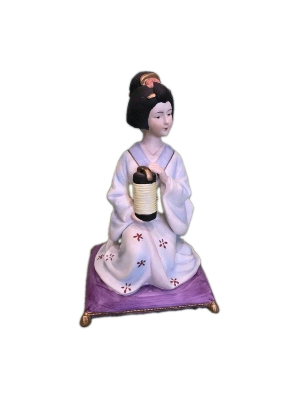 VTG Seizen Japan Porcelain Japanese Geisha Music Box Hand Painted Figurine